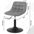 Produktbild: 1x Barhocker aus Samt 360° Drehstuhl mit Lehne verstellbarer Sitzhocker Stuhl Arbeitshocker Bürohocker Esszimmerstuhl Schminkhocker, Hellgrau - Woltu