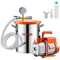 Produktbild: VEVOR 11,36L Vakuumkammer & 3,5 CFM Pumpe, Edelstahlkammer, einstufiges Vakuumpumpen-Entgasungskammerset, mit Acryldeckel, Öl, 1,5 m Schlauch, Vacuum Pump Kit zum Entgasen von Harz-Silikon-Epoxiden