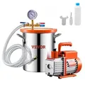 Produktbild: VEVOR 11,36L Vakuumkammer & 3,5 CFM Pumpe, Edelstahlkammer, einstufiges Vakuumpumpen-Entgasungskammerset, mit Acryldeckel, _l, 1,5 m Schlauch