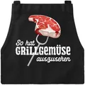 Produktbild: MoonWorks® Grill-Schürze für Männer mit Spruch So hat Grillgemüse auszusehen Spruch lustig Grillen Baumwoll-Schürze Küchenschürze schwarz unisize