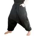 Produktbild: KUNST UND MAGIE Haremshose Haremshose Herren Unisex Baumwolle – Goa Hose mit Taschen Aladinhose braun|schwarz 5XL