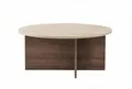 Produktbild: Hanah Home Stilvoller Couchtisch, 90 x 40 x 90 cm, Travertin & Venezia-Nussbaum | 100% melaminbeschichtet, 18 mm stark | Langlebiges & Elegantes Design