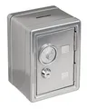 Produktbild: Spardose Tresor Tresorschrank Safe aus lackiertem Metall mit Kombinationsschloss & Schlüssel 16 x 11,5 x 10 cm (Silber)