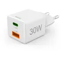 Produktbild: Schnellladegerät, 1x USB-C, 1x USB-A, Mini-Ladegerät, PD, 30 W, Weiß (00201992) - Weiß