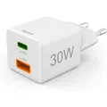 Produktbild: Hama Schnellladegerät 1x USB-C 1x USB-A Mini-Ladegerät PD 30 W Weiß