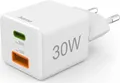 Produktbild: Hama Schnellladegeraet 1x USB-C PD USB-A QC Mini-Ladegeraet 30 W Weiß Schnellladegerät Mini-Ladegerät W (00201992)