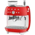 Produktbild: SMEG EGF03RDEU Siebträgermaschine 50's Style mit integrierter Kaffeemühle Rot - Rot