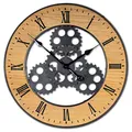 Produktbild: levandeo XXL Wanduhr 56 cm Rund Zahnrad Großuhr Industrie-Design Industrial Uhr Holzuhr Holz Deko Metall Braun Schwarz Wanddeko