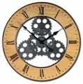 Produktbild: XXL Wanduhr 56 cm Rund Zahnrad Uhr Braun Schwarz Großuhr Industrie-Design Holz