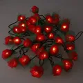 Produktbild: Blüten LED Lichterkette mit Schalter - 35 Stk Rose Dunkelrot, Skeletttblätter, 6*6*350 cm, Lichterketten - Rot