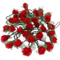 Produktbild: Blüten LED Lichterkette mit Schalter - 35 Stk Rose dunkelrot