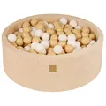 Produktbild: MEOWBABY Bällebad Baby - Rund 90x30cm Ballgruben für Kinder mit 200 Bälle, Samt, Ecru: Weiß/Beige