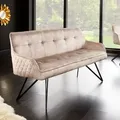 Produktbild: riess-ambiente Design Sitzbank EUPHORIA 160cm champagner greige Samt Hairpin Legs Metallbeine Armlehnen Polsterbank Bank - Beige