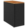 Produktbild: vidaXL Garten-Beistelltisch mit Holzplatte Schwarz 58x27,5x55cm Rattan