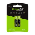 Produktbild: GREEN CELL Akku 2000 mAh 1.2V 2 Stück Mignon wiederaufladbare Batterien AA, Typ NI-MH, 1.2v vorgeladen, hohe Kapazität, zuverlässige Akku Batterien AA, langlebige Batterie AA Lösungen