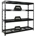 Produktbild: PROREGAL Profi Schwerlastregal RHINO | HxBxT 180x200x60cm | 4 Gitterrost-Ebenen | Fachlast 500kg | Schwarz | Stecksystem Lagerregal Regalsystem