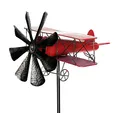 Produktbild: DanDiBo Gartenstecker Metall Flugzeug XL 160 cm Doppeldecker Rot 96251 Windspiel Windrad Wetterfest Gartendeko Garten Gartenstab Bodenstecker