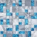 Produktbild: Naturstein Glasmosaik Marmor Mosaikfliesen grau blau anthrazit Küchenrückwand Fliesenspiegel WC - MOS88-0404