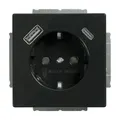 Produktbild: Busch-Jaeger 20 EUCB2USBAC-81 Schutzkontakt-/USB-A+C Steckdose Safety+, mit Befestigungskrallen, anthrazit glänzend, Plattform 63