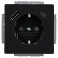 Produktbild: Busch-Jaeger 20 EUCB2USBAC-81 SCHUKO®-/USB-A+C Steckdose Safety+ Anthrazit Plattform 63 2CKA002011A6300