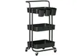 Produktbild: HOMCOM Servierwagen mit 3 Etagen, Ablagekörben, mit Haken, (Aufbewahrungswagen, 1 St., Küchenwagen), Beistellwagen für Küche, Wohnzimmer, Stahl, Weiß
