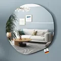 Produktbild: Albatros Designerspiegel Asymmetrisch 80 x 76 cm – Wandspiegel oder Türspiegel, Moderne organische Form – Spiegel Oval und Groß – Asymmetrischer Spiegel unförmig und Rahmenlos, Mirror Wall