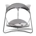 Produktbild: LECO Luxusschaukelbett MAREIKE – Gartenliege mit Sonnendach und verstellbarer Rückenlehne für zwei Personen - mit Polsterauflage und Kissen - grau