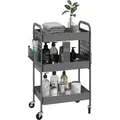 Produktbild: Rollwagen, Servierwagen Mit 3 Etagen, 2 Hängekörbe, Aufbewahrungswagen Mit Griff, Küchenwagen, Beistellwagen Für Küche, Wohnzimmer, Stahl, Dunkelgrau - Homcom