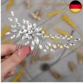 Produktbild: Handcess Brautschmuck, Kristall-Haarkämme, silberfarbene Blätter, Kopfschmuck, S
