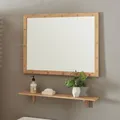 Produktbild: [en.casa] Badspiegel mit Ablage Boksereys Wandspiegel mit Regal im Set Badezimmerspiegel 80 x 60 cm Spiegel für Badezimmer Flur Ankleidezimmer Bambusrahmen Natur