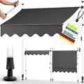 Produktbild: tillvex Balkonmarkise 150 cm Grau Gelenkarm Markise Klemmmarkise Sonnenmarkise Balkon ohne Bohren - Grau