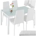 Produktbild: tectake® Esszimmergruppe, 5-teilig, gepolstert mit Kunstlederbezug, bodenschonende Kunststoffkappen