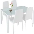 Produktbild: Tectake Esszimmergruppe Berlin 5 Teilig Esstisch Mit 4 Stühlen  120 x 70 x 75 cm Weiß