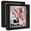 Produktbild: 3DBilderrahmen zum Befüllen in Schwarz  2er Set  20x20 cm Tiefer Objektrahmen...