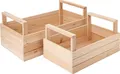 Produktbild: VBS Holzkisten mit Griff 2 Stk. 38x21.5x16 cm Holz Unbehandelt Kiste Aufbewahrungskiste Holzkiste mit Griffen