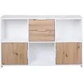 Produktbild: Pepeto Sideboard 2 Schubladen, 2 Türen, 3 Ablagen Weiß, Artisan Eiche Dekor.