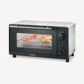 Produktbild: Severin Mini Back- und Toastofen, kompakter Backofen inkl. Grillrost und Backblech, mit Ober- und Unterhitze, 800W, 9 L, silber /schwarz, TO 2052 B...
