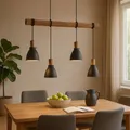 Produktbild: Lindby Esstisch Pendelleuchte Metall Holz, Hängeleuchte Esszimmer 4x E14 max. 8W