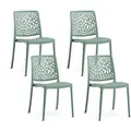 Produktbild: RATTATAN 4er-Set stapelbare Stühle aus Polypropylen mit Glasfasern für Garten oder Innenbereich, wasserabweisend und widerstandsfähig - SOLE - Salbeigrün