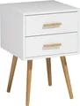 Produktbild: BELIANI Nachttisch Weiß MDF-Platte mit 2 Schubladen Helle Holzbeine Modernes Design Skandinavische Schlafzimmer Nachtkommode