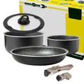 Produktbild: BRUNNER: Camping Kochgeschirr Alu-Topfset (Töpfe und Pfannen) - 5+2 teilig ø 26 cm PIRATE Spacemaster - 2-4 Personen, Stapelbar, Antihaft, Leicht, Hochwertig