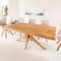 Produktbild: riess-ambiente Massivholz Esstisch MOSAIK 160cm natur Pinienholz recycelt Sterngestell Esszimmertisch Tisch - Braun