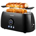 Produktbild: Edelstahl Toaster 4 Scheiben Brötchenaufsatz Toastautomat Krümelschublade