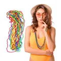 Produktbild: Relaxdays Bunte Perlenkette 30er Set, Neon, Hippiekette, Kostüm-Accessoire, 80er Jahre Motto-Party, Karneval, Mehrfarbig