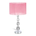 Produktbild: Relaxdays Tischlampe, Nachttischlampe im Kristalldesign, HxD: 54 x 29,5 cm, E27 Fassung, Tischleuchte mit Schirm, rosa