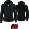 Produktbild: BULLDT Damen Motorrad Hoodie mit Protektoren 100% Aramid Schutz Schutzjacke Hood Motorradjacke Textil Schwarz - 48