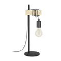 Produktbild: EGLO Tischlampe Townshend, 1 flammige Vintage Tischleuchte im Industrial Design, Retro Lampe, Nachttischlampe aus Stahl und Holz, Farbe: Schwarz, braun, Fassung: E27, inkl. Schalter
