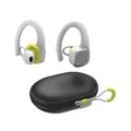 Produktbild: Hama Bluetooth Sportkopfhörer (In Ear Sportkopfhörer mit Ohrbügel, Kopfhörer kabellos mit 35 h Akku, TWS Kopfhörer mit Wasserschutz IPX5, schweißfest, Tastensteuerung) Weiß/Gelb