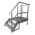 Produktbild: Stahltreppe Freistehend 3 Stufen Treppe Höhe 57 cm inklusive Podest 100x100cm mit oder ohne Geländer verzinkt Treppe Wählbar: Links/Rechts oder Front (Treppe Links)