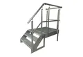 Produktbild: Kaminbau Mierzwa Außentreppe Stahltreppe 3 Stufen Treppen Höhe 57 cm & Podest mit und ohne Geländer, für Geschosshöhen bis 57 cm, Stufen Gitterroststufen nach DIN 24531, (Wählbare Treppen Ausrichtung und ob mit oder ohne Geländer)